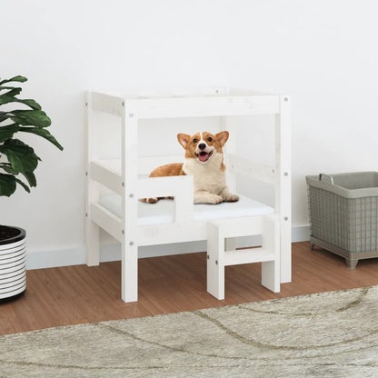 Vidaxl Cama Para Perros Madera Maciza De Pino Blanco 55,5x53,5x60 Cm_1
