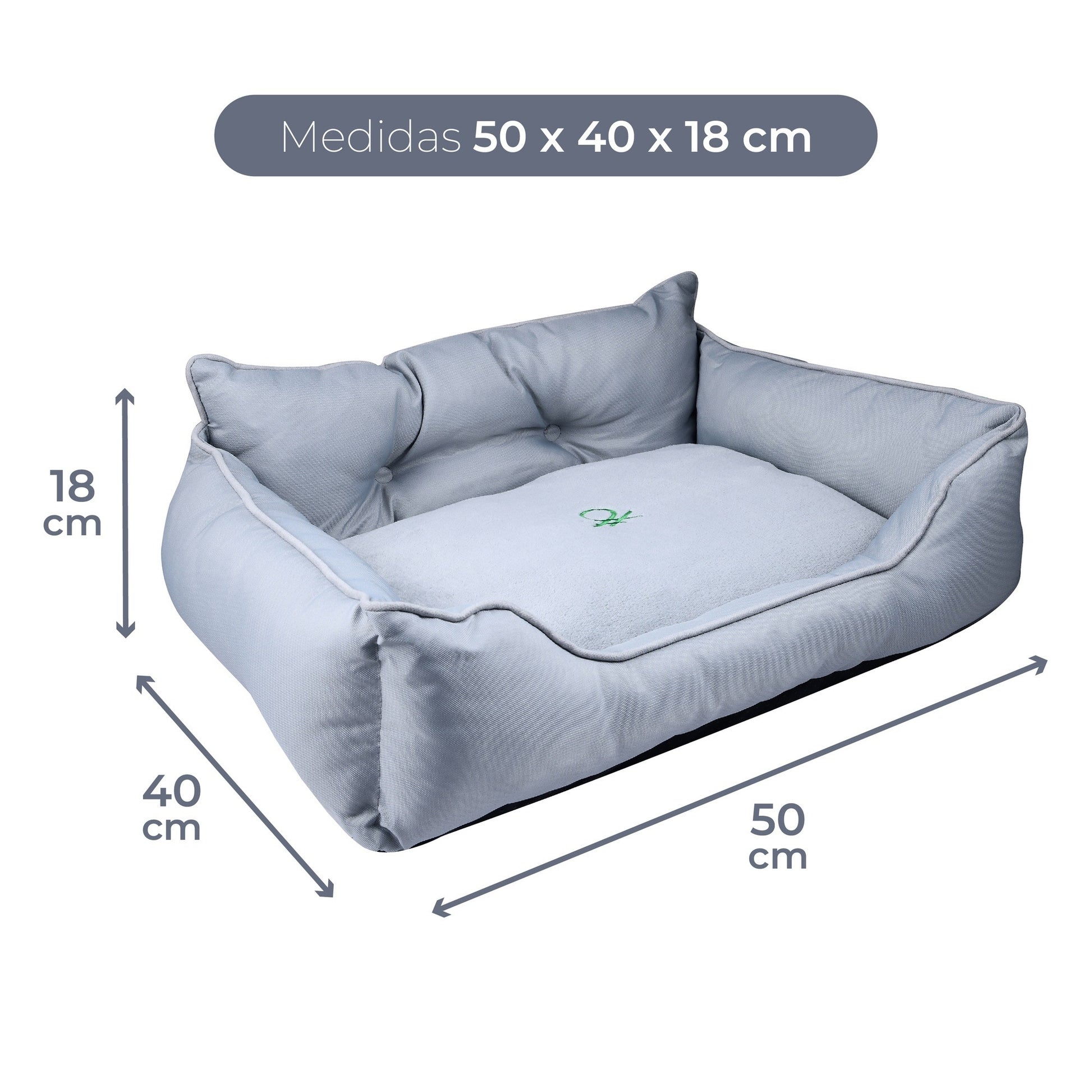Cama Para Mascota 50x40x18cm Gris + Abrigo Negro Para Mascotas 25cm_1