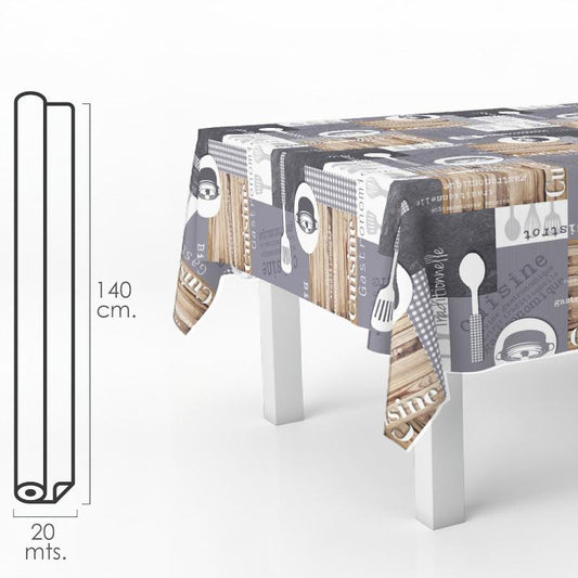 Mantel Hule Rectangular Cuisin. Impermeable Antimanchas Pvc 140 Cm. X 20 Metros. Rollo Recortable. Interior Y Exterior_0