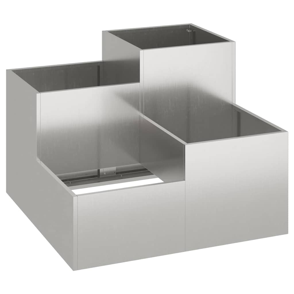 Maceta Para Jardín Plateado 100 X 100 X 60 Cm Acero Inoxidable_0