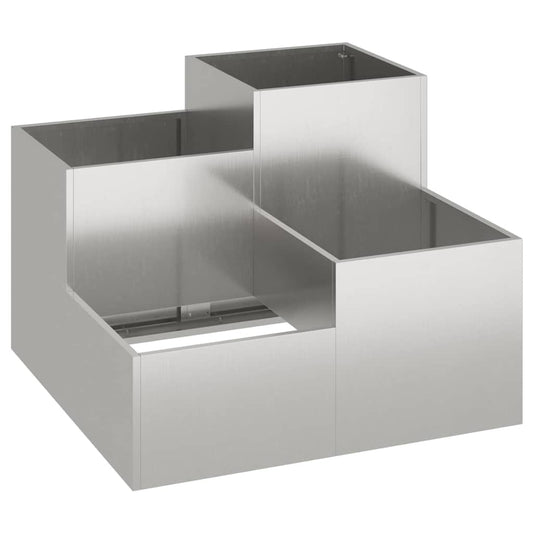 Maceta Para Jardín Plateado 100 X 100 X 60 Cm Acero Inoxidable_0
