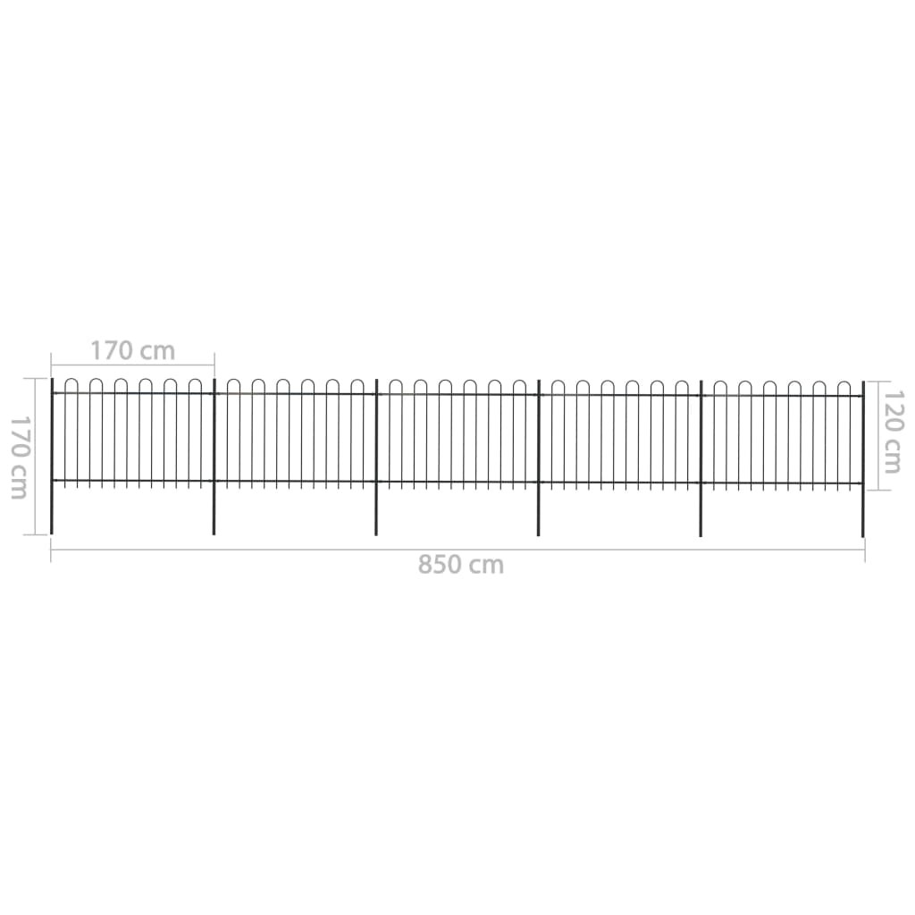 Valla De Jardín Con Puntas De Aro Acero Negro 8,5x1,2 M / Vetonek_3