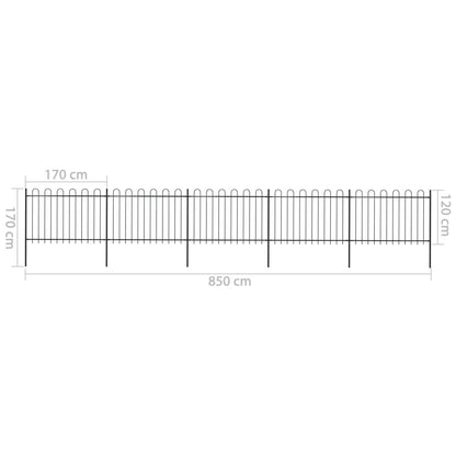 Valla De Jardín Con Puntas De Aro Acero Negro 8,5x1,2 M / Vetonek_3