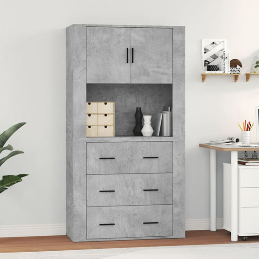 Aparador Alto Madera Contrachapada Gris Hormigón_0