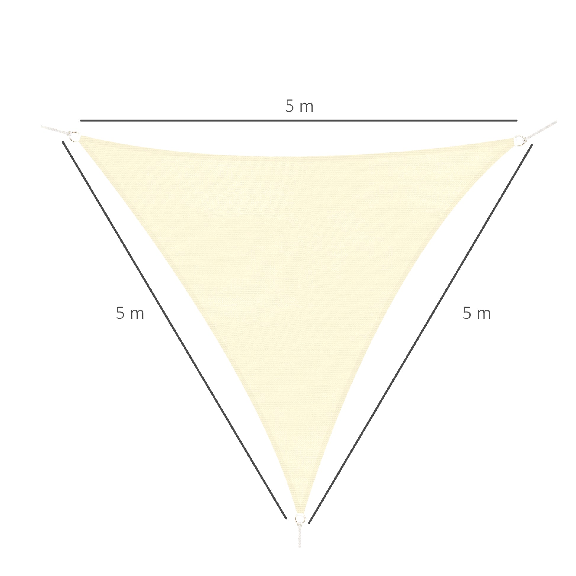 Outsunny Toldo Vela Triańgulo 5x5m Vela De Sombra De Hdpe Para Terraza Jardín Camping Protección Uv Color Crema_2