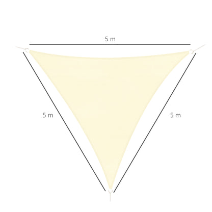Outsunny Toldo Vela Triańgulo 5x5m Vela De Sombra De Hdpe Para Terraza Jardín Camping Protección Uv Color Crema_2