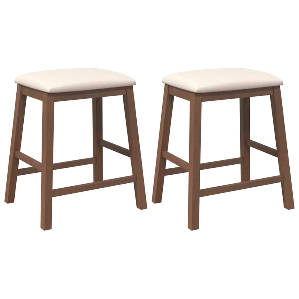 Sillas De Bar Con Cojines 2 Uds Madera Maciza Marrón Caucho_0