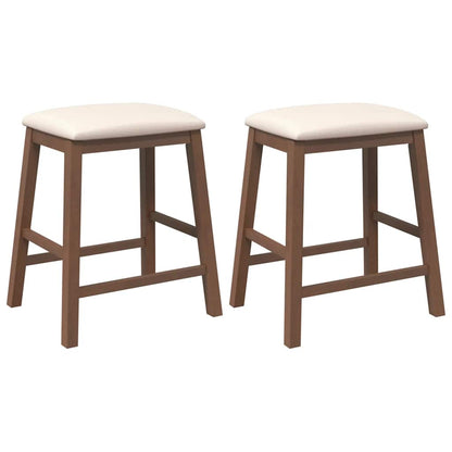Sillas De Bar Con Cojines 2 Uds Madera Maciza Marrón Caucho_0