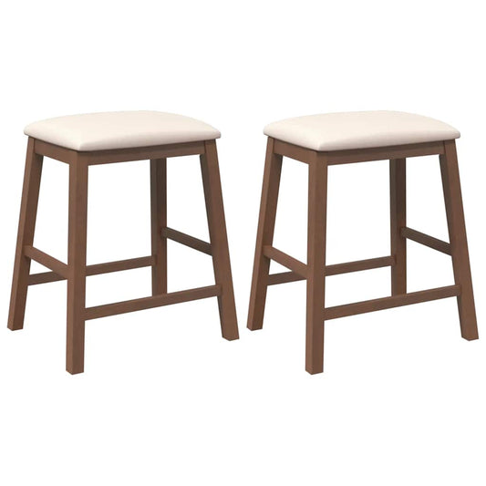 Sillas De Bar Con Cojines 2 Uds Madera Maciza Marrón Caucho_0