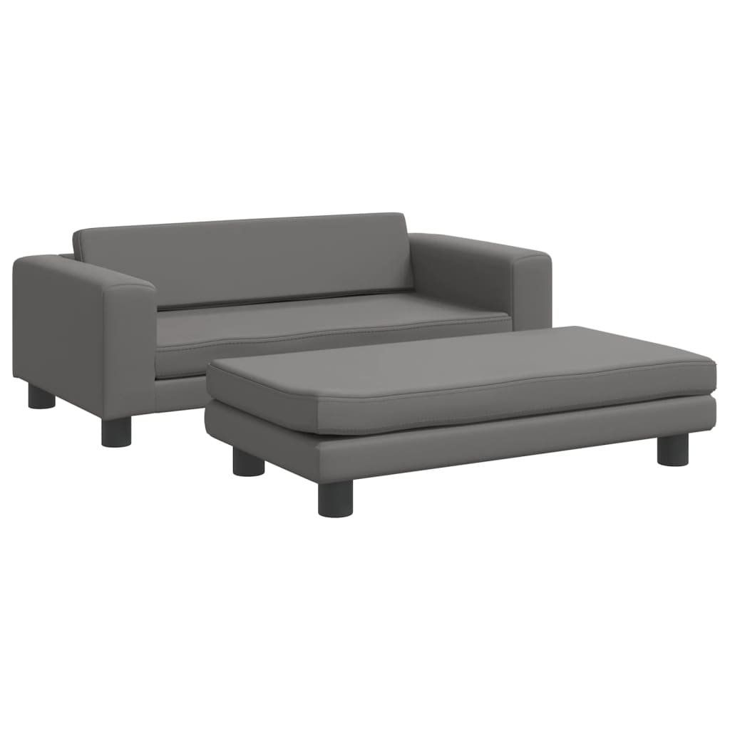 Cama De Perros Con Extensión Cuero Sintético Gris 100x50x30 Cm / Vetonek_2