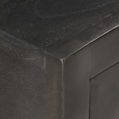 Mesita De Noche Madera Maciza Mango Negro Y Dorado 40x30x50cm_2