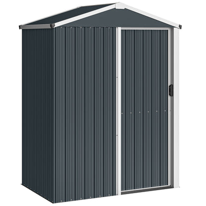 Outsunny Caseta De Jardín Exterior 1,1 M² 136x87x176 Cm Puerta Corredera Gris_0