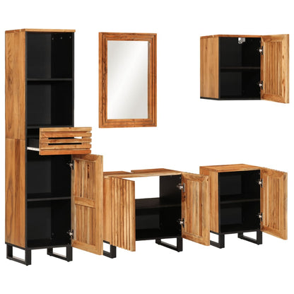 Conjunto De Muebles De Baño 5 Piezas Madera Maciza De Acacia / Vetonek_1