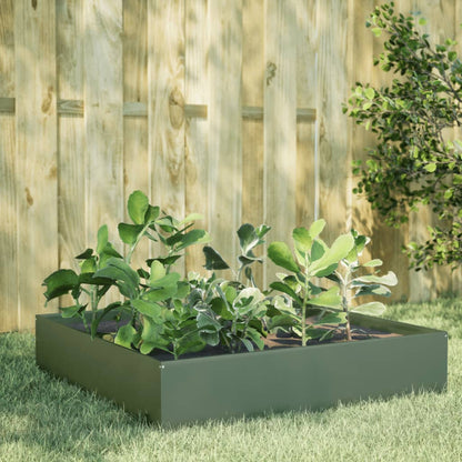 Arriate De Acero Verde Oliva 100x100x33,5 Cm_1