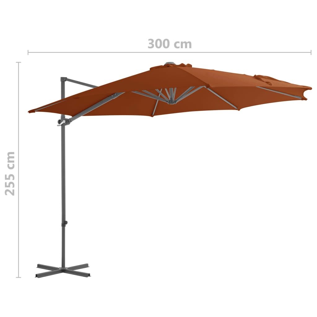 Vidaxl Sombrilla De Jardín Voladiza Con Palo De Acero Terracota 300 Cm_2