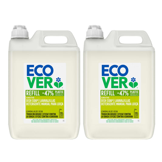Pack 2x Lavavajillas Desengrasante de Limón y Aloe vera Ecover 5L