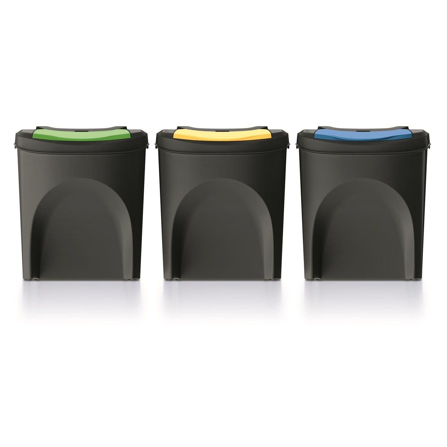 Set De 3 Cubos De Basura Keden Sortibox 100% Plástico Reciclado, Negro, Volumen 3x25l_0