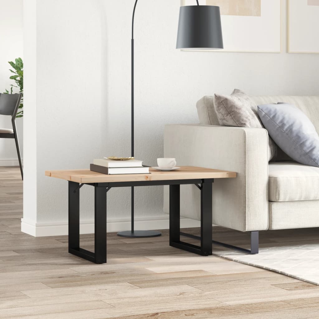 Mesa De Centro Marco O Madera Maciza Pino Y Acero 80x50x40,5 Cm_1