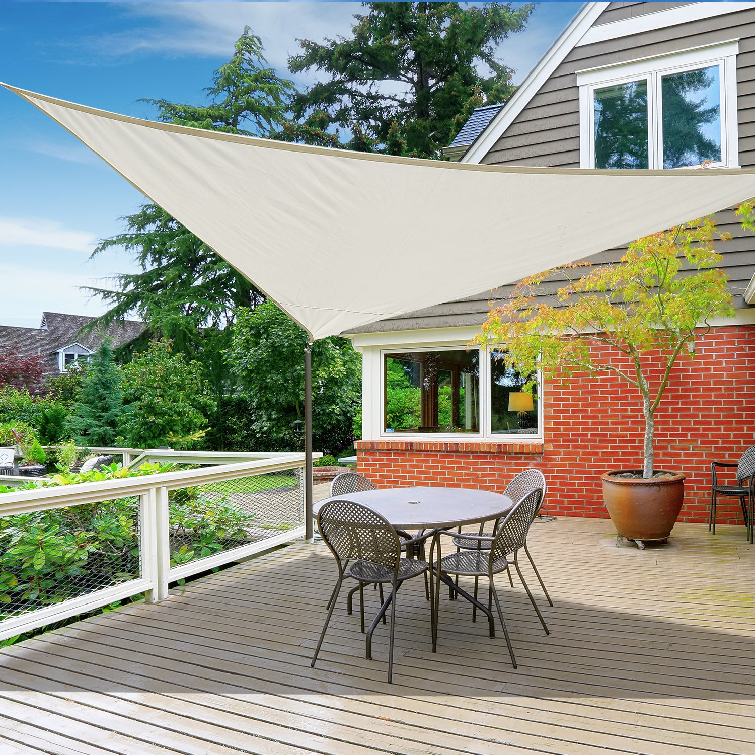 Outsunny Toldo Vela Sombrilla Parasol Triangulo Tejido De Poliester 160g/m2_1