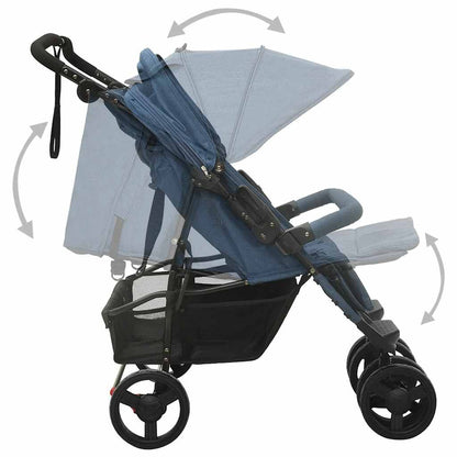 Vidaxl Carrito Para Gemelos De Acero Azul Marino_4
