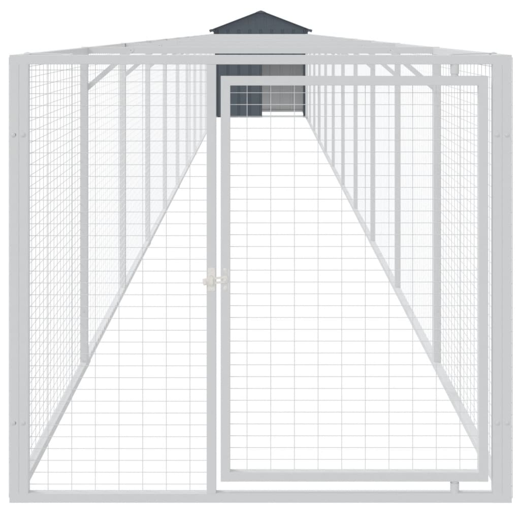 Caseta Perros Con Tejado Acero Galvanizado Gris 117x1221x123 Cm_2