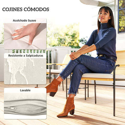 Outsunny Muebles De Jardín Con 2 Sillas Con Cojines Lavables Y Mesa Resistente_5
