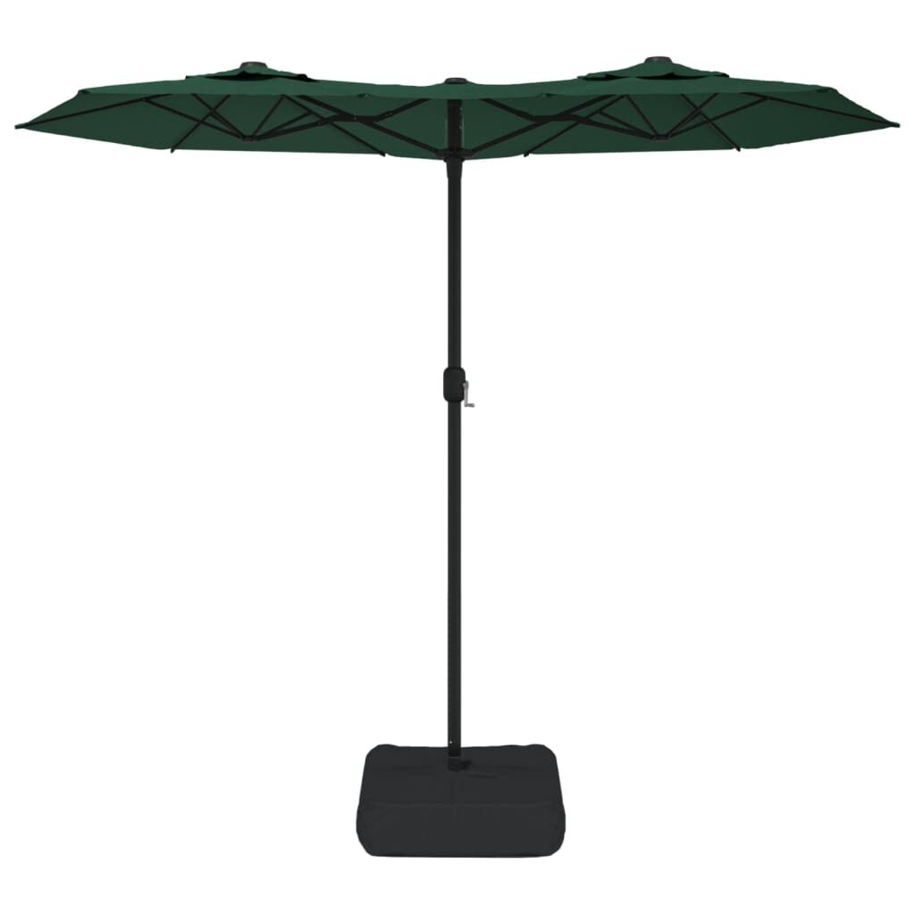 Vidaxl Sombrilla Doble De Jardín Con Luces Led Verde 316x145 Cm_3