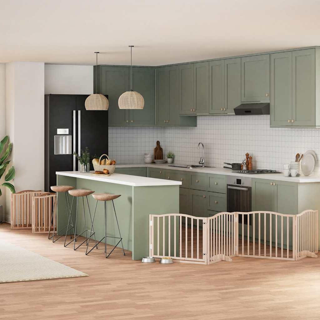 Vidaxl Puerta Para Perros Plegable 12 Paneles Madera De Álamo 960 Cm_1