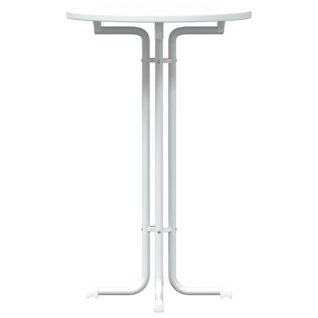 Mesa Alta De Comedor Madera Ingeniería Y Acero Blanco Ø70x110cm_3