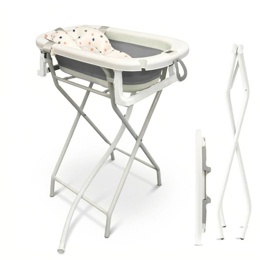 Bathby | Bañera Bebé Gris Con Cojín, Termómetro Y Soporte Plegable | Ligera, Segura Y Compacta Para Recién Nacidos_0