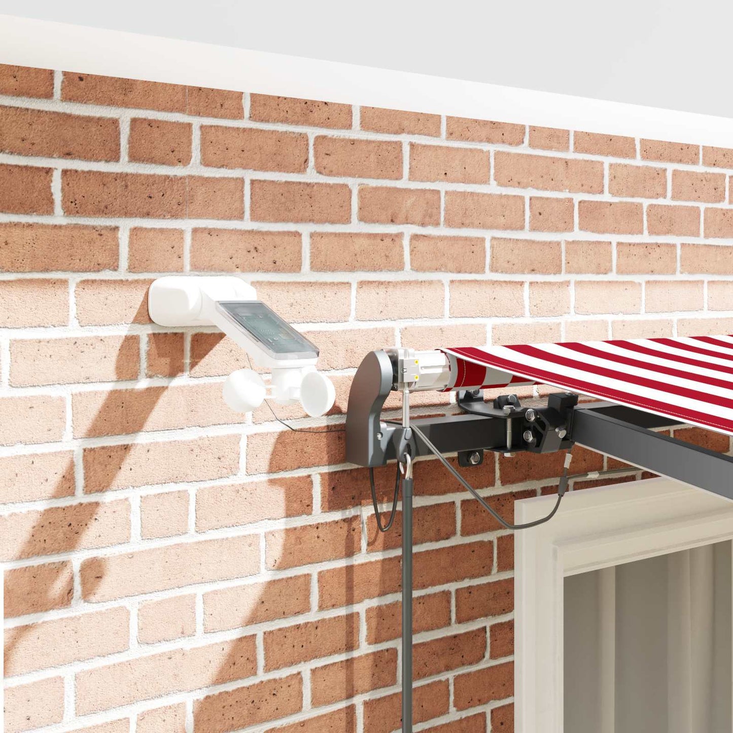 Toldo Retráctil Rojo Y Blanco 300 X 250 Cm Poliéster_3