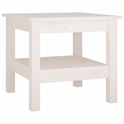 Mesa De Centro De Madera Maciza De Pino Blanco 45x45x40 Cm_0