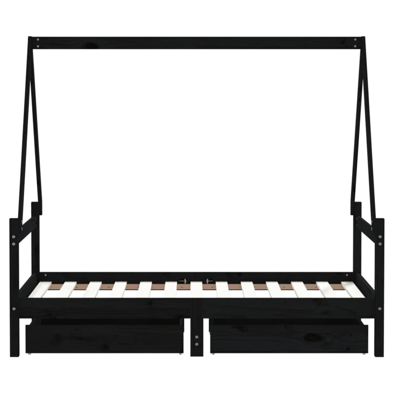 Vidaxl Estructura Cama Infantil Y Cajones Madera Pino Negro 80x160 Cm_5