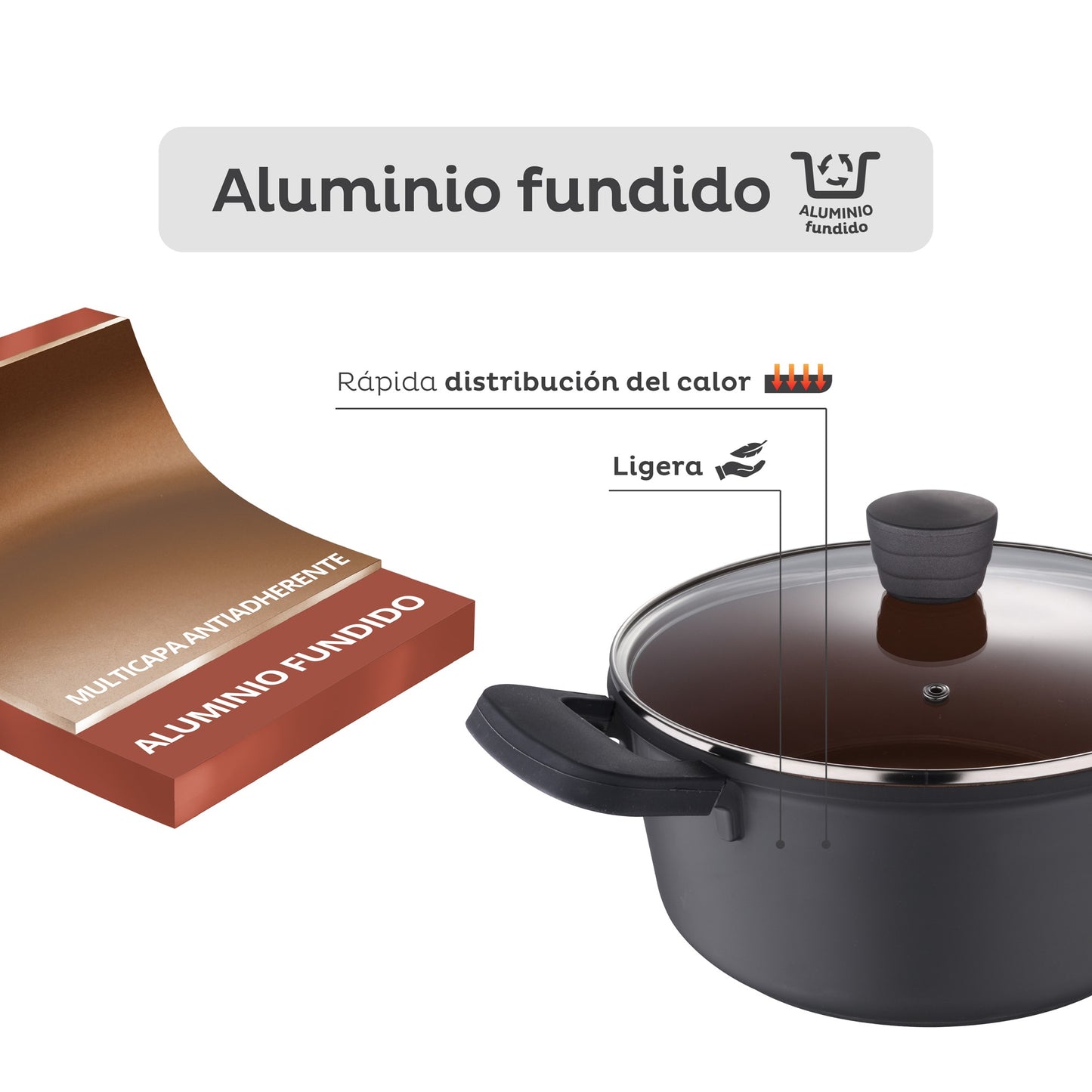 Cacerola Antiadherente 24cm 4,5l Bronze San Ignacio_4