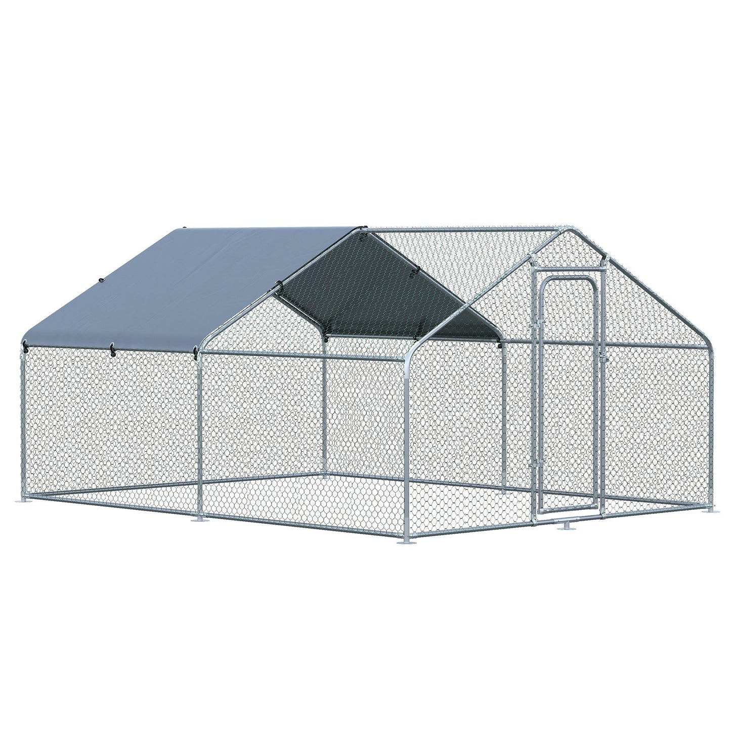 Pawhut Gallinero Exterior Grande De Metal Galvanizado 3x4x1,95 M Plata_0