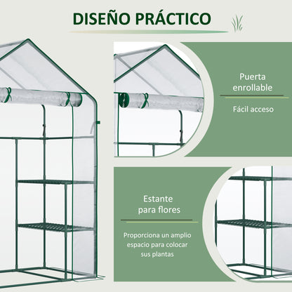 Outsunny Invernadero De Jardín Con 4 Estantes 142x73x195 Cm Verde_4