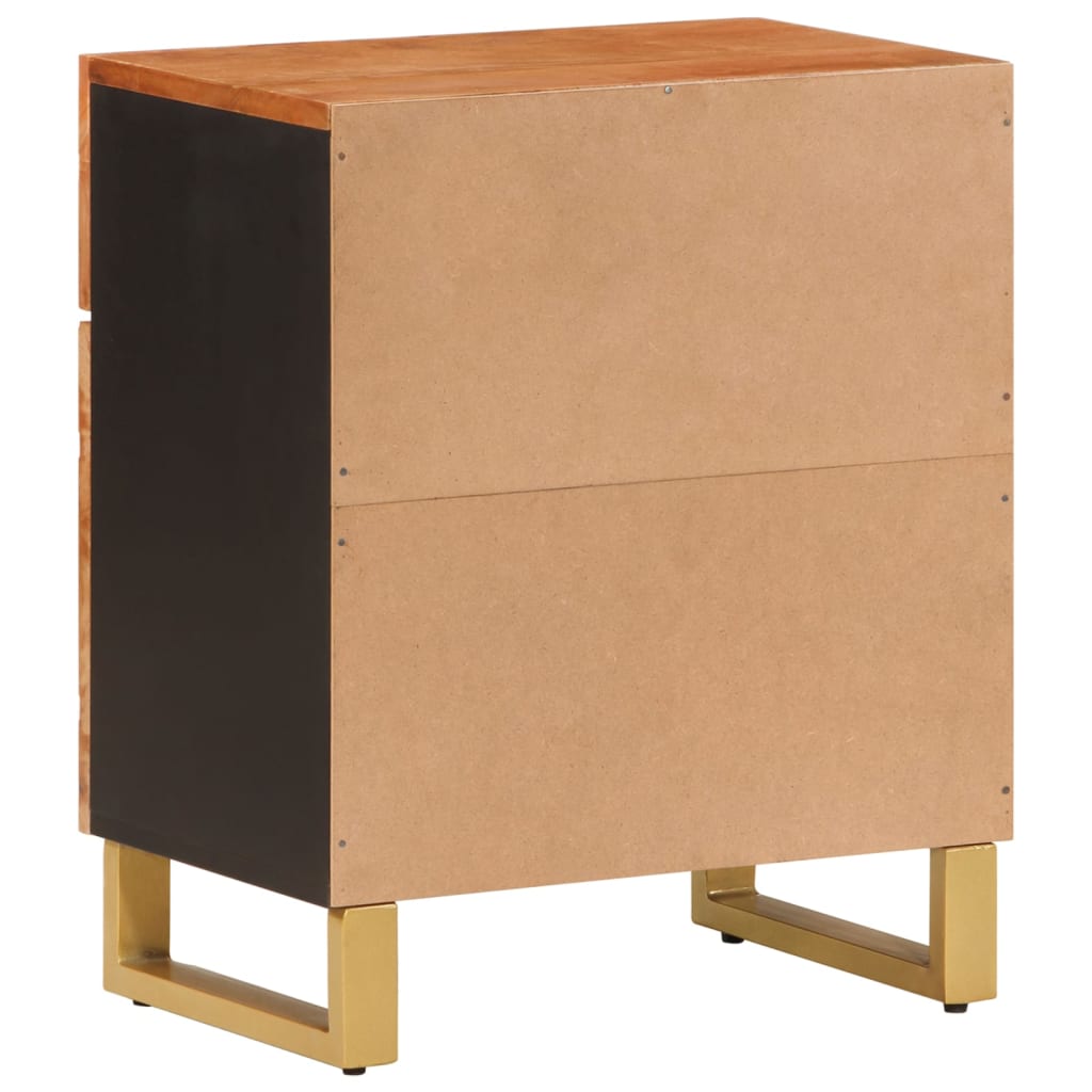 Mesita De Noche Madera Maciza Mango Marrón Y Negro 50x33x60 C_4