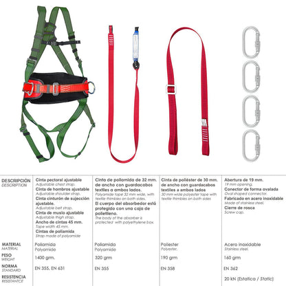 Arnes Anticaidas Kit Seguridad Nº 2 (7 Piezas) En361_0
