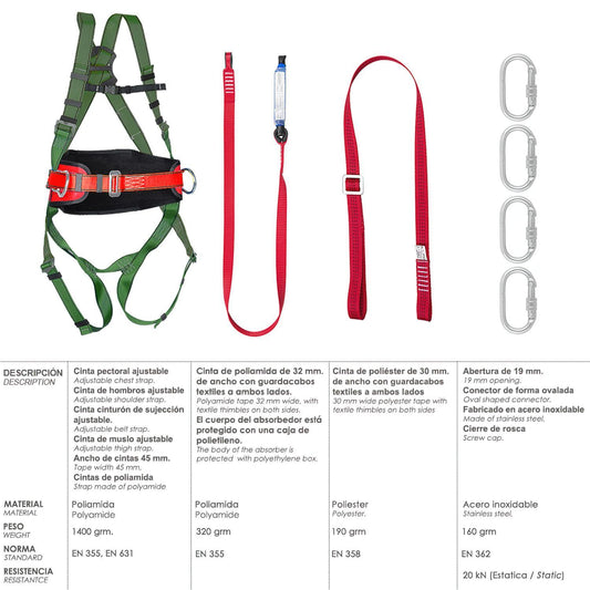 Arnes Anticaidas Kit Seguridad Nº 2 (7 Piezas) En361_0