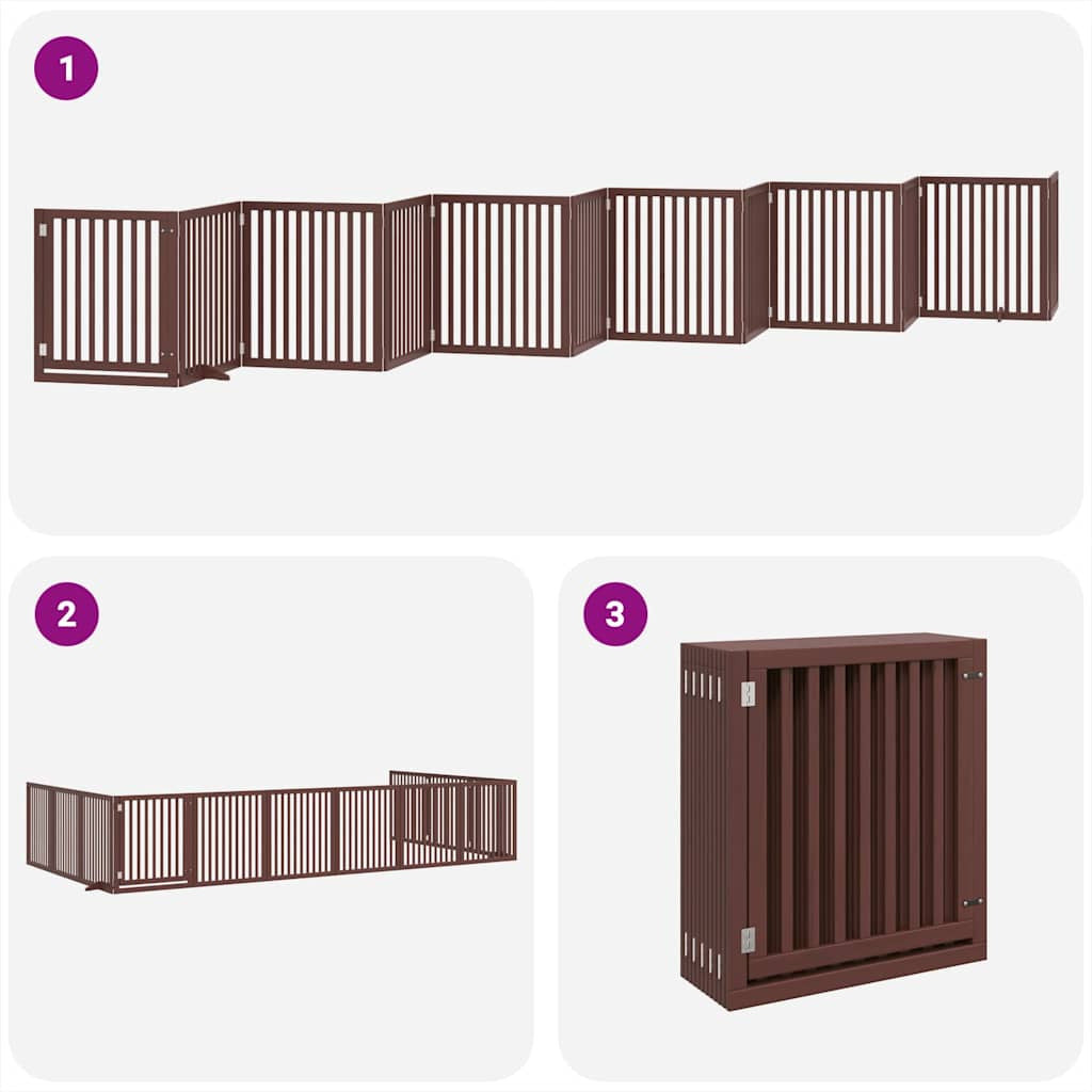 Vidaxl Puerta De Perros Plegable 12 Paneles Madera Álamo Marrón 960 Cm_3