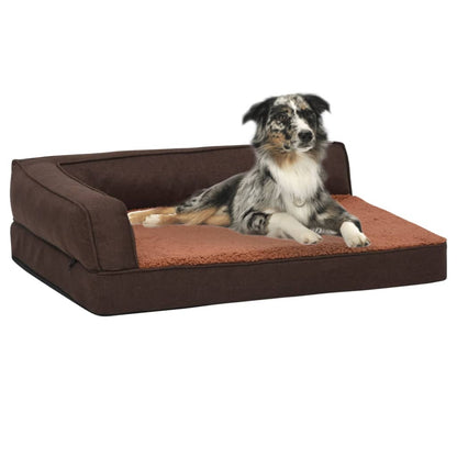 Colchón De Cama De Perro Ergonómico Aspecto Lino Marrón 75x53cm / Vetonek_5