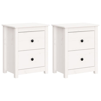 Mesitas De Noche 2 Uds Madera Maciza Pino Blanca 50x35x61,5 Cm_0