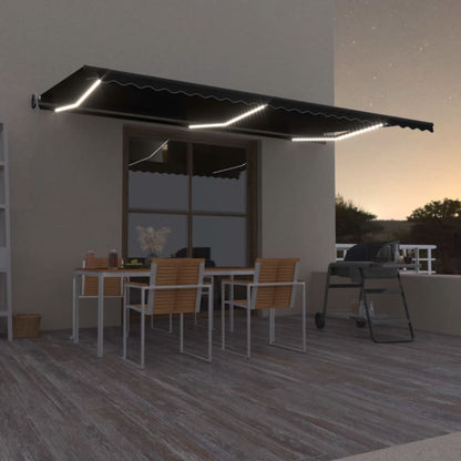 Toldo Automático Led Sensor De Viento Gris Antracita 600x350 Cm_1