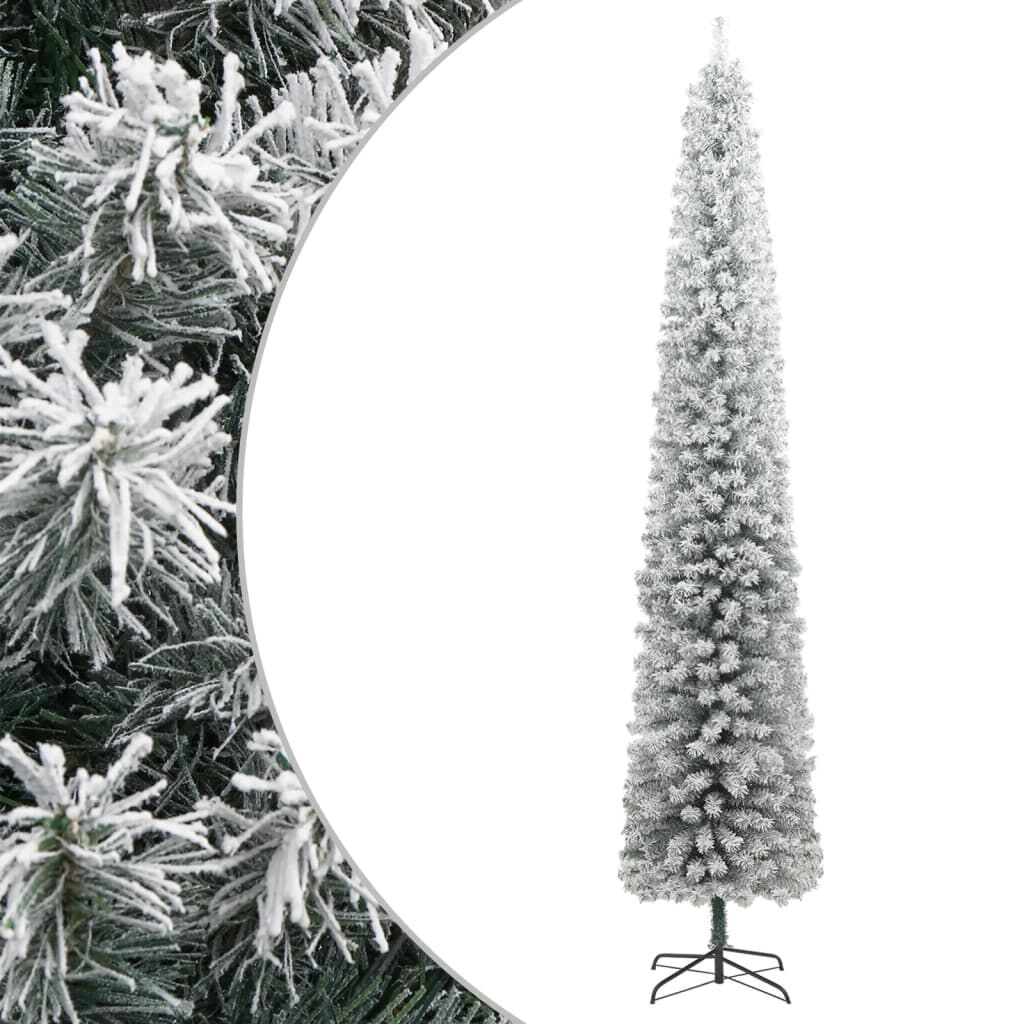 Vidaxl Árbol Navidad Estrecho Con Soporte Y Nieve Artificial Pvc 270cm_0