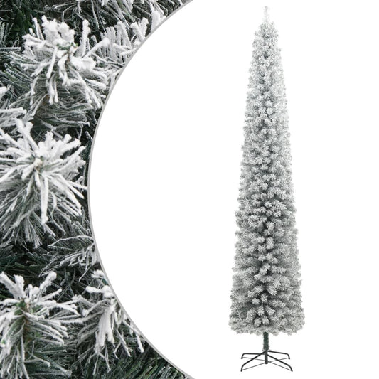 Vidaxl Árbol Navidad Estrecho Con Soporte Y Nieve Artificial Pvc 270cm_0
