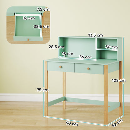 Secretária Infantil Aiyaplay Mdf, Madeira De Pinho Verde 90x52x105 Cm_2