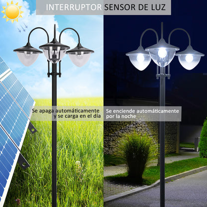 Outsunny Farol Solar De Jardín 189 Cm Con 18 Luces Led Blanca Fría 6000k Ip44_4