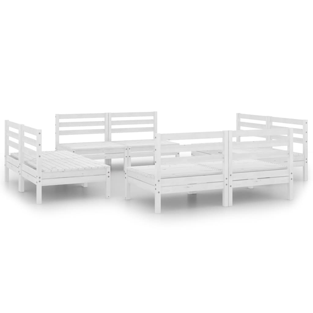 Juego De Muebles De Jardín 8 Pzas Madera Maciza De Pino Blanco / Vetonek_2