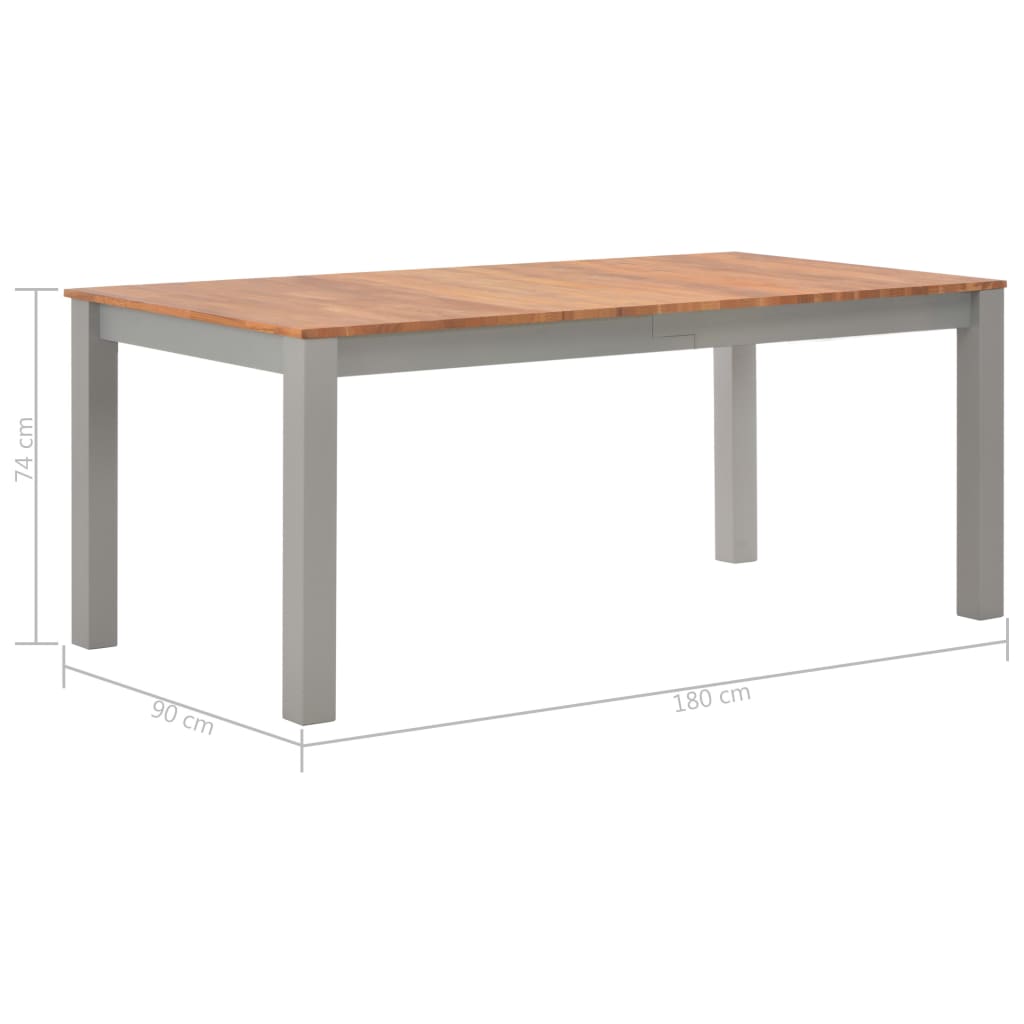 Mesa De Comedor Madera Maciza De Roble 180x90x74 Cm_4