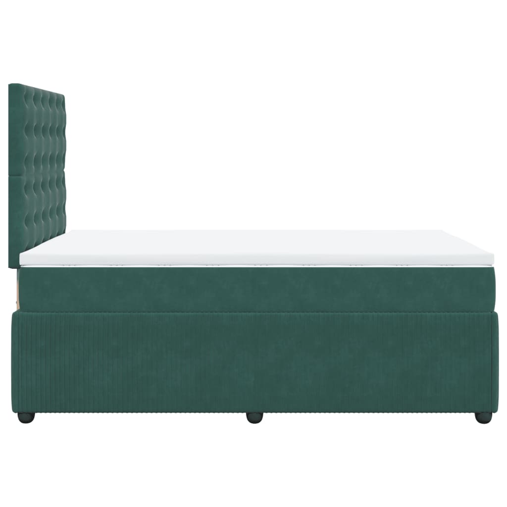 Cama Box Spring Con Colchón Terciopelo Verde Oscuro 120x190 Cm / Vetonek_1